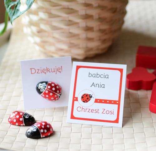 winietki na chrzciny i podziękowana  2 w 1 - czekoladki biedronki - w cene wydruk listy gości - szybka realizacja