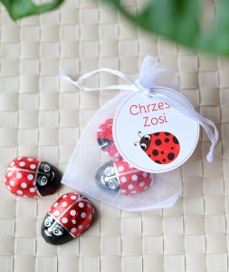 woreczki z czekoladkami na chrzciny - motyw biedronki (minimalne zamówienie 15 szt.) 