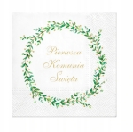 przepiękne serwetki zielony wianek na komunię - cena za 10 sztuk