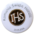 złote podziekowania komunijne - magnesy ihs z imieniem dziecka