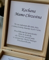 podziękowania dla chrzestnych z okazji komunii świętej - drewniana skrzyneczka zielony wianek