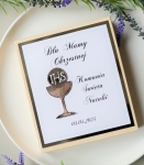 podziękowania dla chrzestnych z okazji komunii - drewniana skrzyneczka srebrne IHS