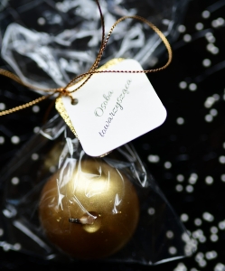 ZŁOTE BROKATOWE upominki + winietki ślubne - pływające świeczki  (minimalne zamówienie 15 szt.)