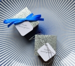  PODZIĘKOWANIA I WINIETKI W JEDNYM - srebrne BROKATOWE doniczki w stylu glamour  (minimalne zamówienie 15 szt.)