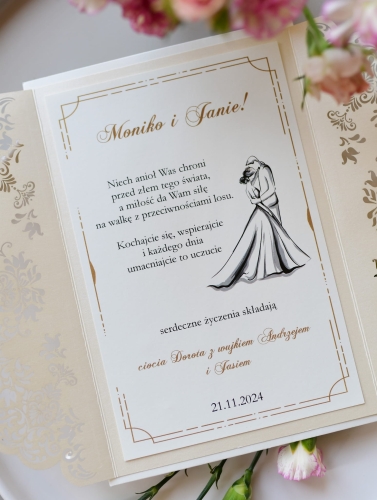 przepiękne kartki z życzeniami dla pary młodej - stwórz własny tekst i podaj na kartkę - pamiątka na długie lata - eleganckie wzory i wysoka jakość produktu