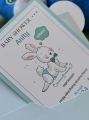 zaproszenia na baby shower bocianowe dla chłopczyka - niebieski króliczek - w oczekiwaniu na maluszka - personalizacja w cenie- koperta ozdobna w cenie - przyjęcie z okazji zbliżających się narodzin dziecka