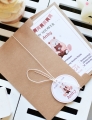 rustykalne eko zaproszenia na baby shower bocianowe misio - w oczekiwaniu na maluszka - personalizacja w cenie- koperta ozdobna eko w cenie - przyjęcie z okazji zbliżających się narodzin dziecka