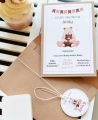 rustykalne eko zaproszenia na baby shower bocianowe misio - w oczekiwaniu na maluszka - personalizacja w cenie- koperta ozdobna eko w cenie - przyjęcie z okazji zbliżających się narodzin dziecka