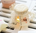 słodkie podziękowania - upominki na baby shower - rustykalne miodki miodziki ze spersonalizowaną zawieszką