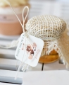 słodkie podziękowania - upominki na baby shower - rustykalne miodki miodziki ze spersonalizowaną zawieszką