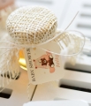 słodkie podziękowania - upominki na baby shower - rustykalne miodki miodziki ze spersonalizowaną zawieszką