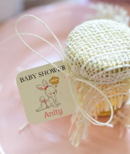 słodkie upominki na baby shower - miód MIODEK - RÓŻOWY KRÓLICZEK (minimalne zamówienie 15 szt.)