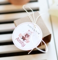 upominki na przyjęcie baby shower - spersonalizowane doniczki z nasionkami - zachwyć Gości - motyw misia - rustykalny styl - dekoracje na bocianowe