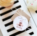upominki na przyjęcie baby shower - spersonalizowane doniczki z nasionkami - zachwyć Gości - motyw misia - rustykalny styl - dekoracje na bocianowe