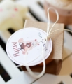 upominki na przyjęcie baby shower - spersonalizowane doniczki z nasionkami - zachwyć Gości - motyw misia - rustykalny styl - dekoracje na bocianowe