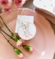 upominki dekoracje na baby shower - nietypowe, spersonalizowane doniczki z nasionkami - różowy króliczek dla dziewczynki - na przyjęcie "bocianowe"