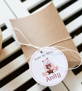 rustykalne pudełka na cukierki baby shower - MISIO (minimalne zamówienie 15 szt.) 