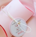 urocze pudełka na cukierki na przyjęcie baby shower - różowa wersja na dziewczynki - personalizacja w cenie - wydruk imienia/daty - "bocianowe"