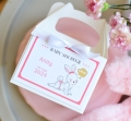 pudełka na ciasto z okazji baby shower - przyjęcie z okazji zbliżających się narodzin dziecka - dowolny nadruk / personalizacja w cenie - wersja dla dziewczynki z różowym króliczkiem