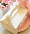 pudełka na ciasto z okazji baby shower - przyjęcie z okazji zbliżających się narodzin dziecka - dowolny nadruk / personalizacja w cenie - wersja dla dziewczynki z różowym króliczkiem - 19 x 14 x 9 cm z rączką
