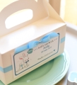 opakowania na ciasto z okazji baby shower - niebieski króliczek dla chłopca - dekoracje na "bocianowe" - z okazji zbliżających się narodzin