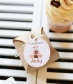 rustykalne eko brązowe pudełka boxy na cukierki  - na przyjęcie z okazji baby shower - spersonalizowane dekoracje na baby shower / bocianowe
