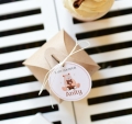 rustykalne eko brązowe pudełka boxy na cukierki  - na przyjęcie z okazji baby shower - spersonalizowane dekoracje na baby shower / bocianowe