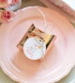 zabawa na baby shower - dla dziewczynki - spersonalizowane boxy pudełka z ciasteczami z wróżbą (ciasteczka szczęscia) - kolekcja na baby shower dekoracji z grafiką różowego króliczka