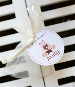 woreczki na cukierki  z zawieszką - baby shower - misio (minimalne zamówienie 15 szt.) 