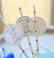 spersonalizowane słomki rurki do picia na baby shower - ekologiczne, papierowe z gwiazdkami - dowolny nadruk w cenie - dekoracje na bocianowe baby shower dla chłopca