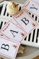 spersonalizowany baner, girlanda na baby shower - dowolny napis np. imię lub data - dekoracje na baby shower - impreza w oczekiwaniu na  maluszka