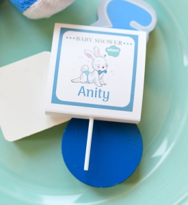  lizaczki słodkości na przyjęcie z okazji baby shower - niebieski króliczek (minimalne zamówienie 15 szt.) 