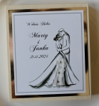 drewniana skrzynka z życzeniami i kopertą Para Młoda