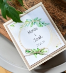 drewniana RUSTYKALNA skrzynka z życzeniami i kopertą