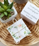 doniczki weselne jako upominki- modny wzór w listki - HIT  (minimalne zamówienie 15 szt.) 