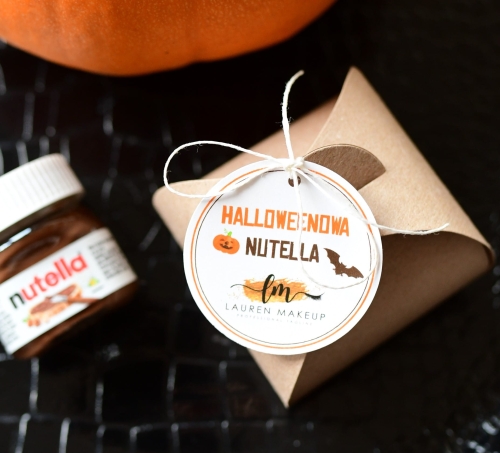 personalizowane słodkości na halloween - mini nutella z dowolnym tekstem lub logo Twojej firmy - w opakowaniu lub bez opakowania - nietypowe dekoracje na halloween