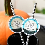 papierowe słomki do picia na halloween - dowolny nadruk tekstu / logo - zestaw 10 sztuk