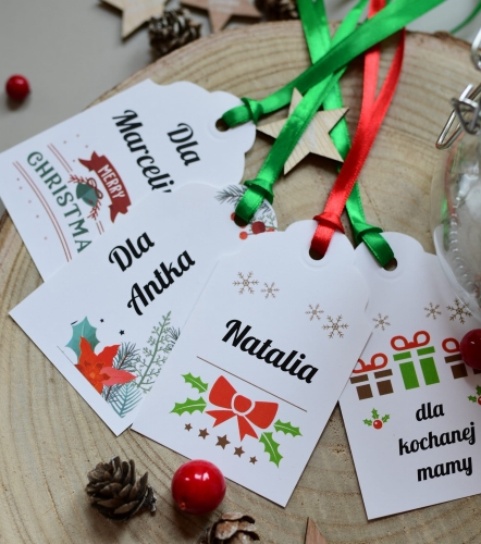 personalizowane zawieszki na prezenty - oznacz prezenty od mikołaja