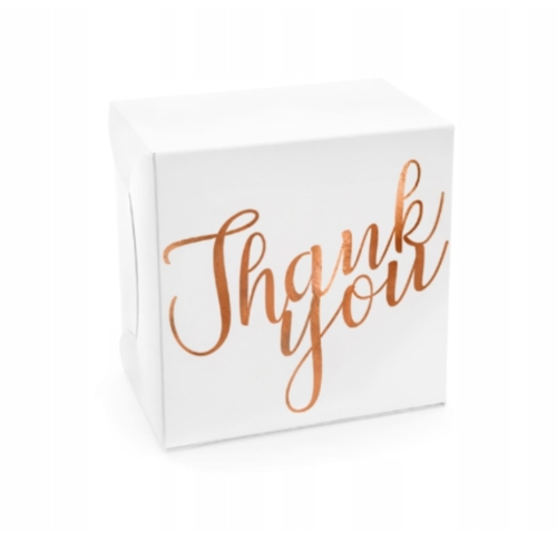 pudełka na ciasto ze złoto-różowym, metalizowanym napisem