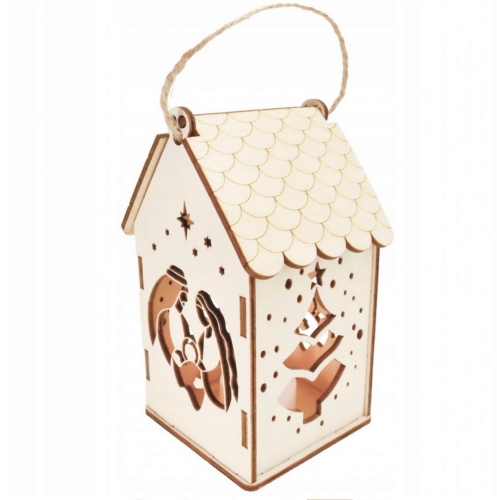 drewniany lampion adwentowy na roraty