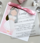 personalizowane zaproszenia komunijne z kalką dla dziewczynki (minimalne zamówienie 10 szt.) 