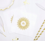 przepiękne serwetki biało-złote na komunię IHS - cena za 10 sztuk