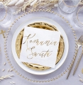 serwetki komunijne ze złotym napisem: Komunia Święta - dekoracje na przyjęcie komunijne