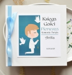 pamiątkowa księga gości komunijnych - kolory kokardki do wyboru - chłopczyk