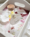 podziękowania komunijne - personalizowana fiolka z cukierkami z różyczką