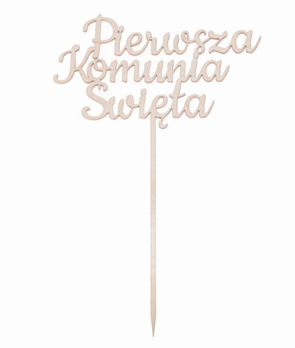 drewniany topper na tort - pierwsza komunia święta