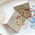 personalizowane winietki na ślub boho z motywem polnych kwiatów - papier z trawy