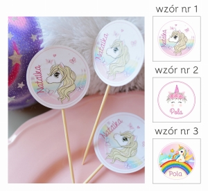 urodzinowe pikery topper do babeczek - wzory dla dziewczynki - cena za 10 sztuk