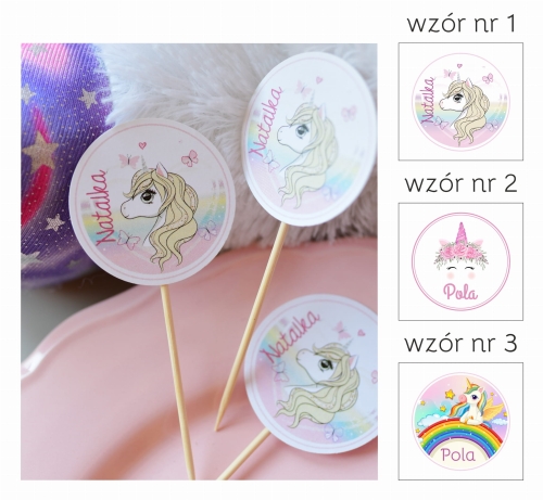 pikery topper do słodkości, babeczek - personalizowane dekoracje urodzinowe dla dziewczynki