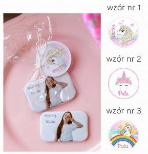 urodzinowe magnesy ze zdjęciem dziecka dla dziewczynki (minimalne zamówienie 15 szt.) 